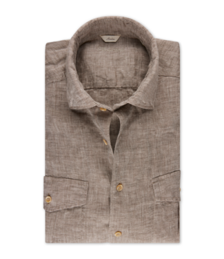 Stenstroms Stenstroms, Overhemd, Linnen, Lange Mouw, Dubbele borstzak, Slimline, Beige