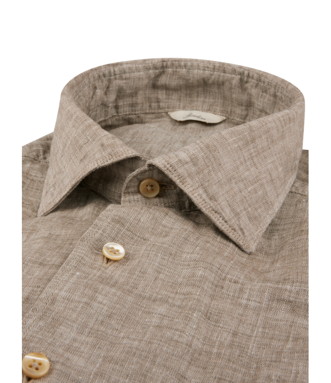 Stenstroms Overhemd, Linnen, Lange Mouw, Dubbele borstzak, Slimline, Beige