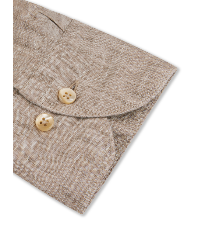 Stenstroms Overhemd, Linnen, Lange Mouw, Dubbele borstzak, Slimline, Beige