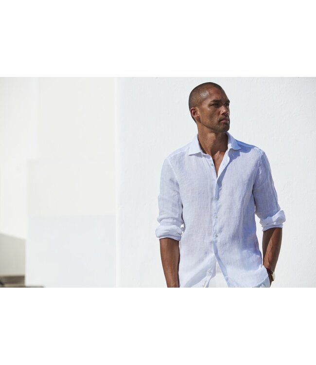 Stenstroms Overhemd, Linnen, Lange Mouw, Slimline, Wit