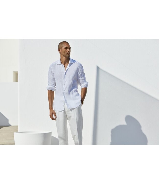 Stenstroms Overhemd, Linnen, Lange Mouw, Slimline, Wit