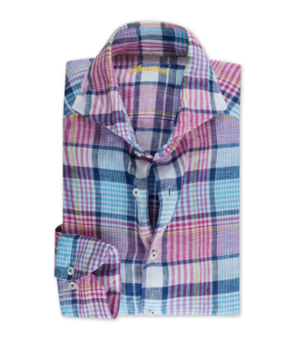 Stenstroms Stenstroms, Overhemd, Lange Mouw, Linnen, Blauw, Roze, Wit, Geruit, Slimline