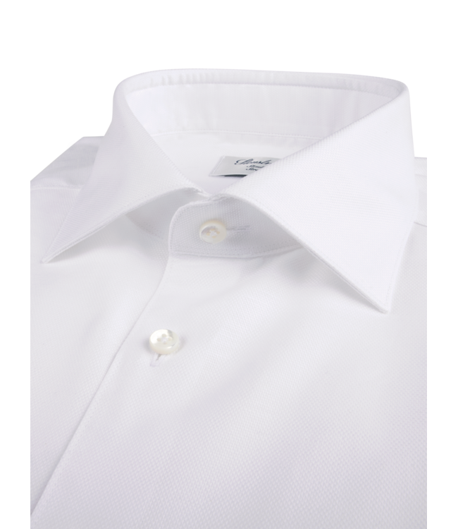 Stenstroms Overhemd, Katoen Linnen Stretch Mix, Lange Mouw, Wit, Slimline