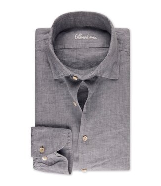 Stenstroms Stenstroms, Overhemd, Linnen, Lange Mouw, Slimline, Antraciet Grijs