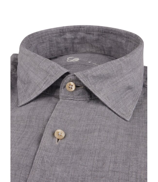Stenstroms Overhemd, Linnen, Lange Mouw, Slimline, Antraciet Grijs