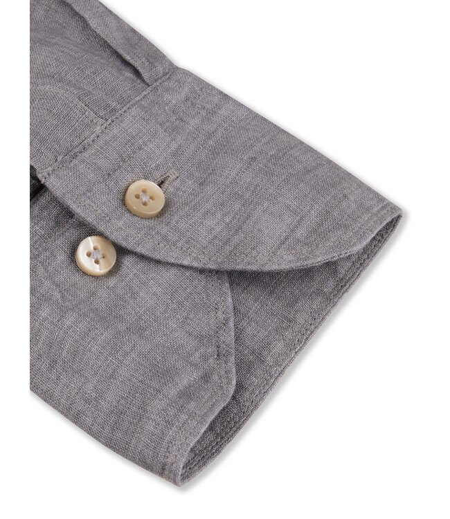 Stenstroms Overhemd, Linnen, Lange Mouw, Slimline, Antraciet Grijs