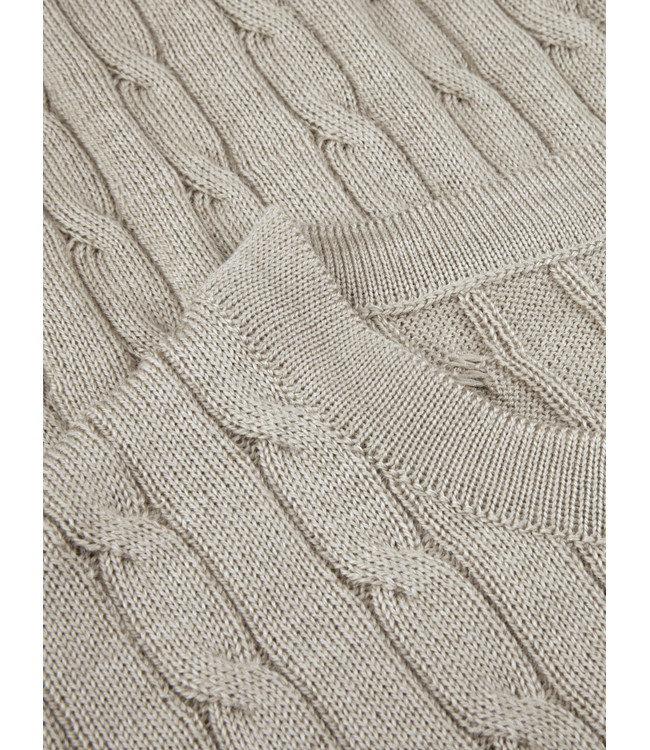 Stenstroms Trui, Ronde Hals, Merino Wol, Cable Knit, Camel