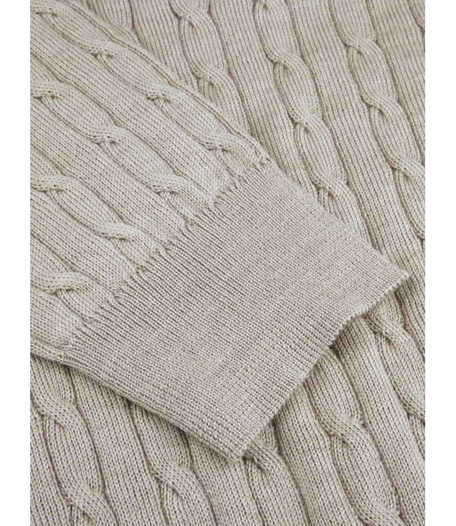 Stenstroms Trui, Ronde Hals, Merino Wol, Cable Knit, Camel