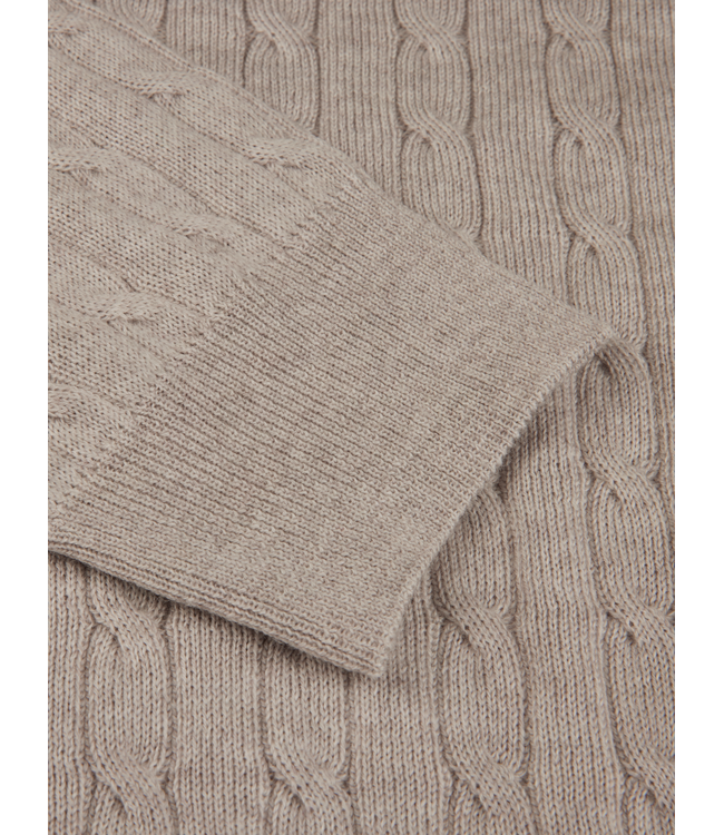 Stenstroms Trui, Ronde Hals, Merino Wol, Cable Knit, Lichtbeige / Champagne
