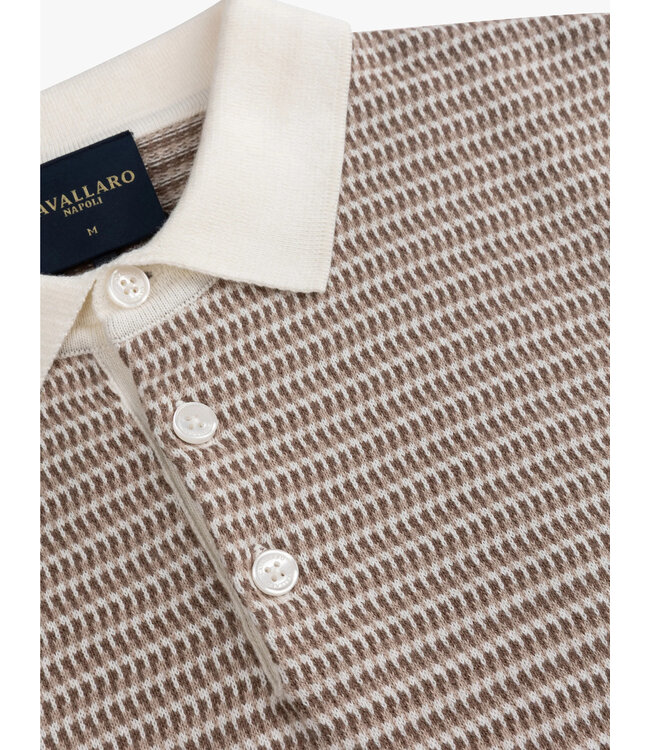 Cavallaro Napoli Polo, Korte Mouw, Katoen, Gebreid, Taupe