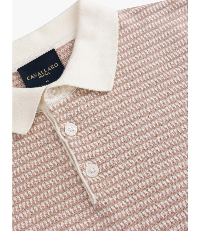 Cavallaro Napoli Polo, Korte Mouw, Katoen, Gebreid, Oud Roze