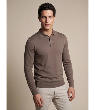 Cavallaro Napoli Cavallaro, Polo, Lange Mouw, Katoen Blend, Dark Taupe