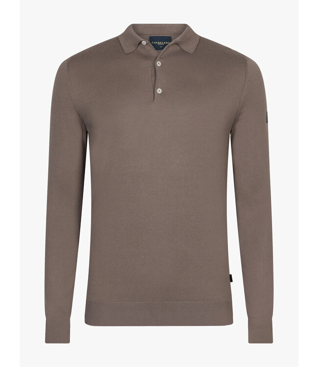 Cavallaro Napoli Polo, Lange Mouw, Katoen Blend, Dark Taupe