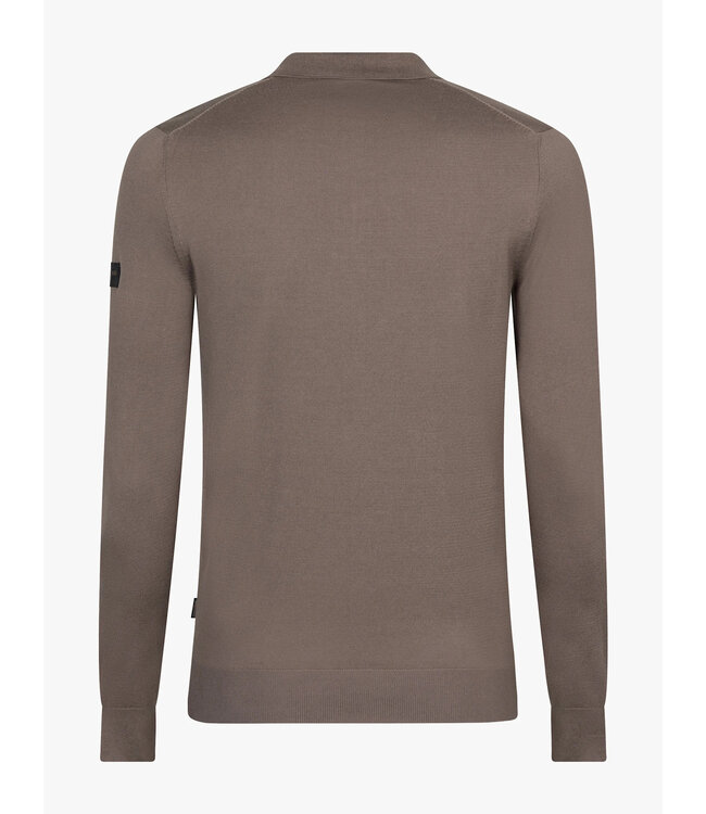 Cavallaro Napoli Polo, Lange Mouw, Katoen Blend, Dark Taupe