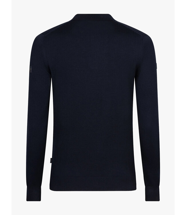 Cavallaro Napoli Polo, Lange Mouw, Katoen Blend, Donkerblauw