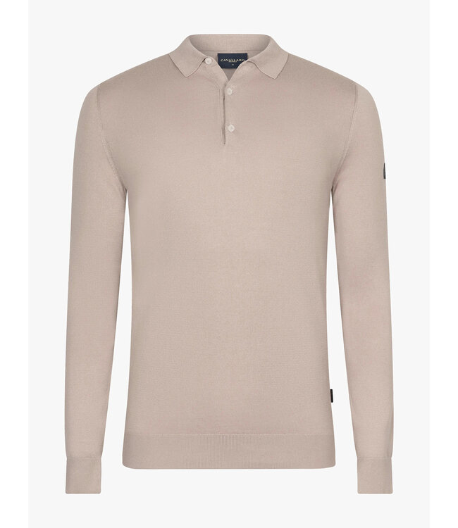 Cavallaro Napoli Polo, Lange Mouw, Katoen Blend, Light Taupe