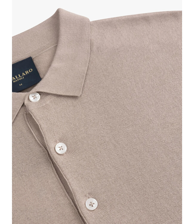 Cavallaro Napoli Polo, Lange Mouw, Katoen Blend, Light Taupe
