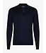 Cavallaro Napoli Zip-Polo, Lange Mouw, Lyocell, Merino Wol, Zijde Blend, Donkerblauw