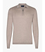 Cavallaro Napoli Zip-Polo, Lange Mouw, Lyocell, Merino Wol, Zijde Blend, Taupe