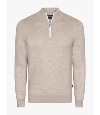 Cavallaro Napoli Cavallaro, Trui, Half-Zip, Wol Blend, Light Taupe Melange