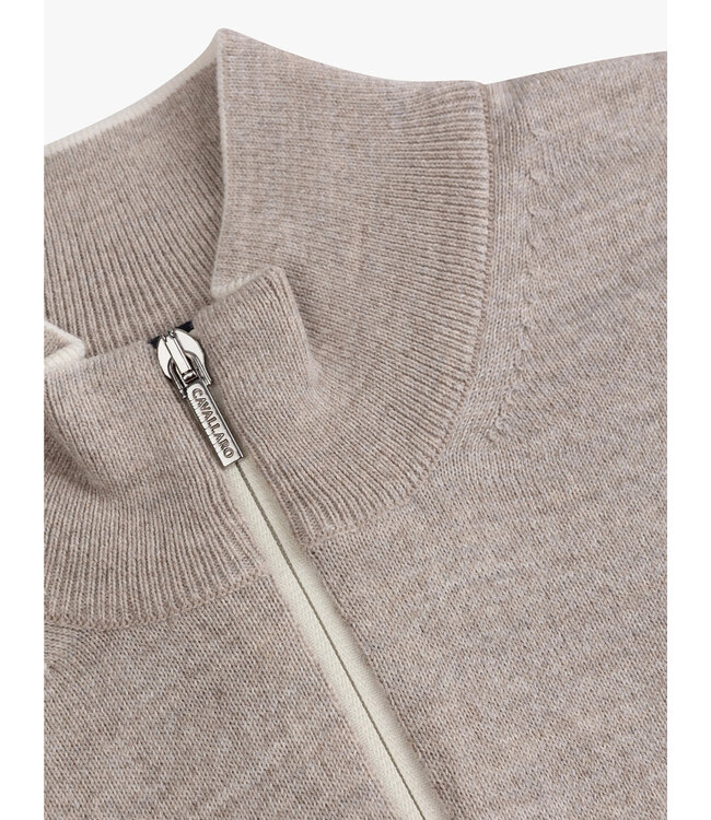 Cavallaro Napoli Trui, Half-Zip, Wol Blend, Light Taupe Melange