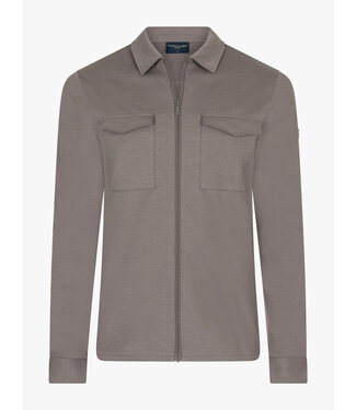 Cavallaro Napoli Cavallaro, Overshirt met Rits, Bamboe-blend, Stretch, Taupe Melange