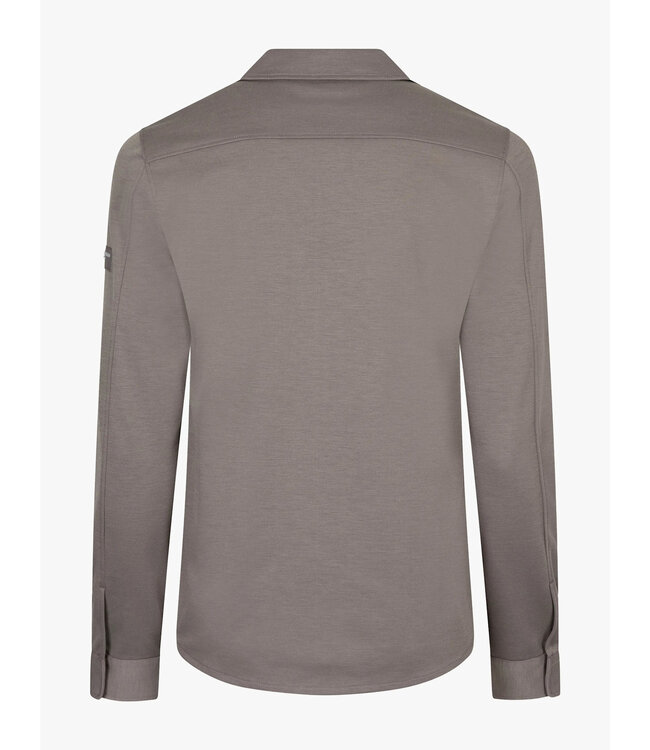 Cavallaro Napoli Overshirt met Rits, Bamboe-blend, Stretch, Taupe Melange