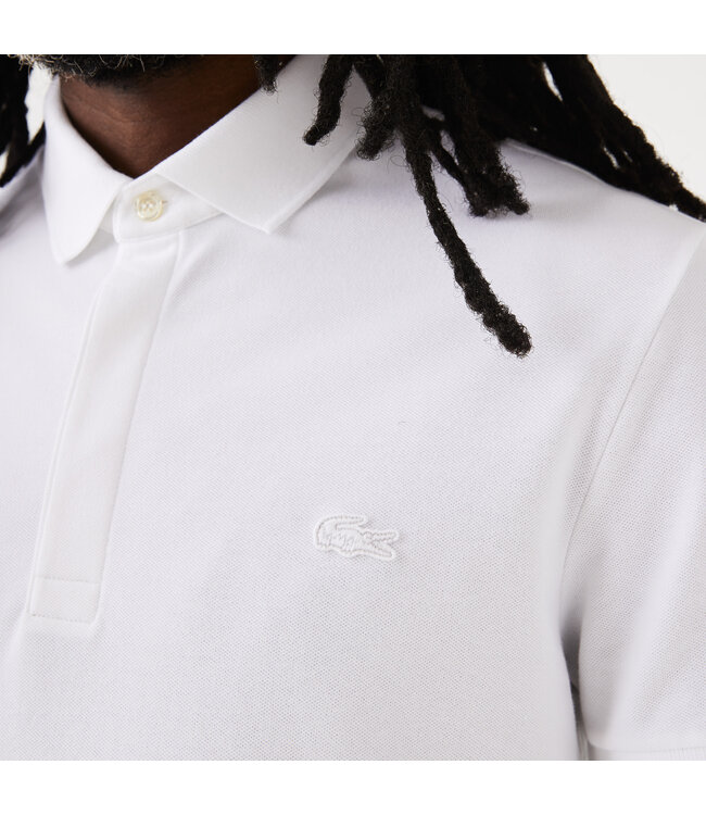 Lacoste Smart Paris, Heren Polo van Stretch Katoen Piqué , Regular Fit, Wit