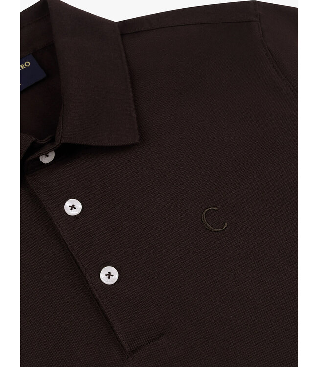 Cavallaro Napoli Polo, Korte Mouw, Gemerceriseerd Katoen, Donkerbruin