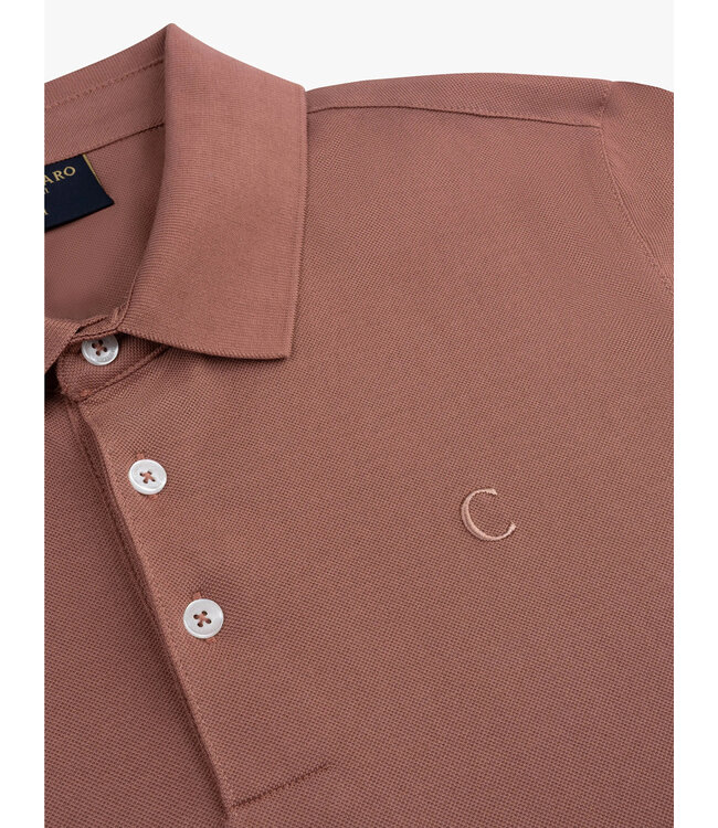 Cavallaro Napoli Polo, Korte Mouw, Gemerceriseerd Katoen, Oud Roze