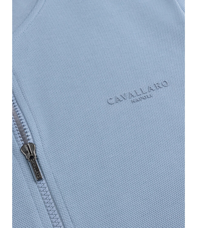 Cavallaro Napoli Vest met Rits, Full Zip Sweat, Stretch Katoen Blend, Lichtblauw