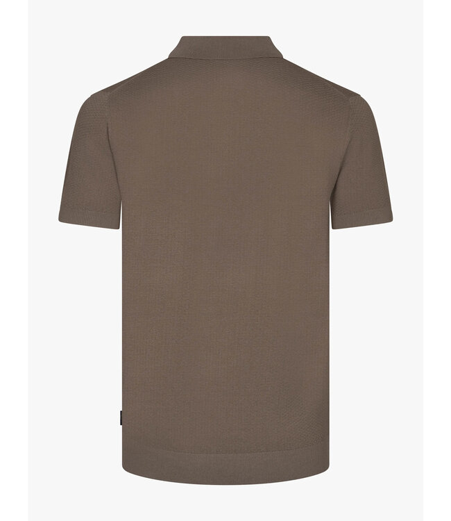 Cavallaro Napoli Polo, Korte Mouw, Viscose Blend, Wafel-Knit, Dark Taupe