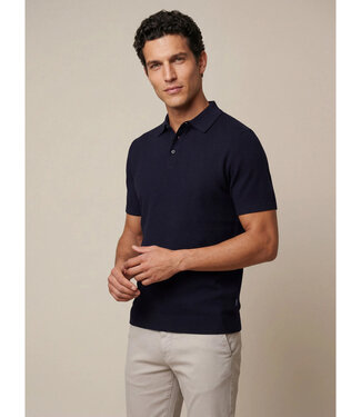 Cavallaro Napoli Cavallaro, Polo, Korte Mouw, Viscose Blend, Wafel-Knit, Donkerblauw