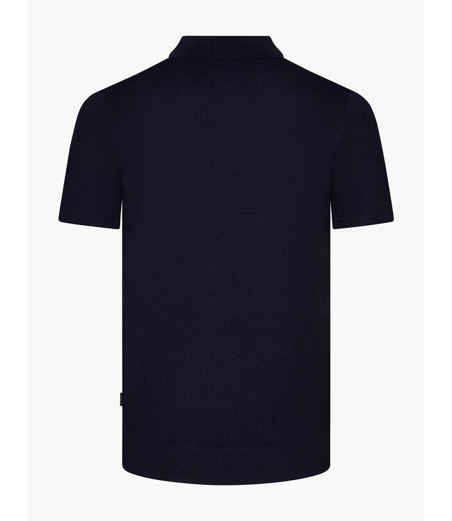 Cavallaro Napoli Cavallaro, Polo, Korte Mouw, Viscose Blend, Wafel-Knit, Donkerblauw