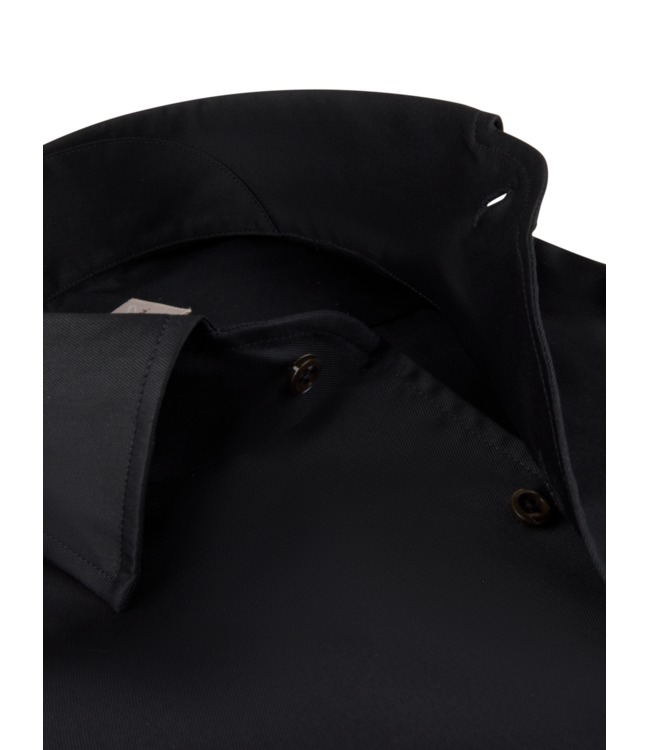 Stenstroms Overhemd, Twill Katoen, Lange Mouw, Schiller Kraag / One Piece Collar, Zwart