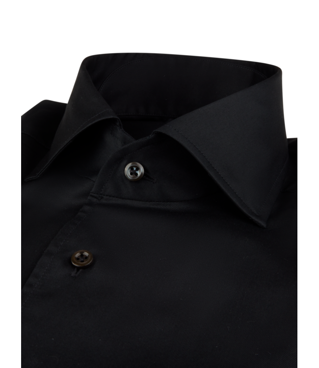 Stenstroms Overhemd, Twill Katoen, Lange Mouw, Schiller Kraag / One Piece Collar, Zwart