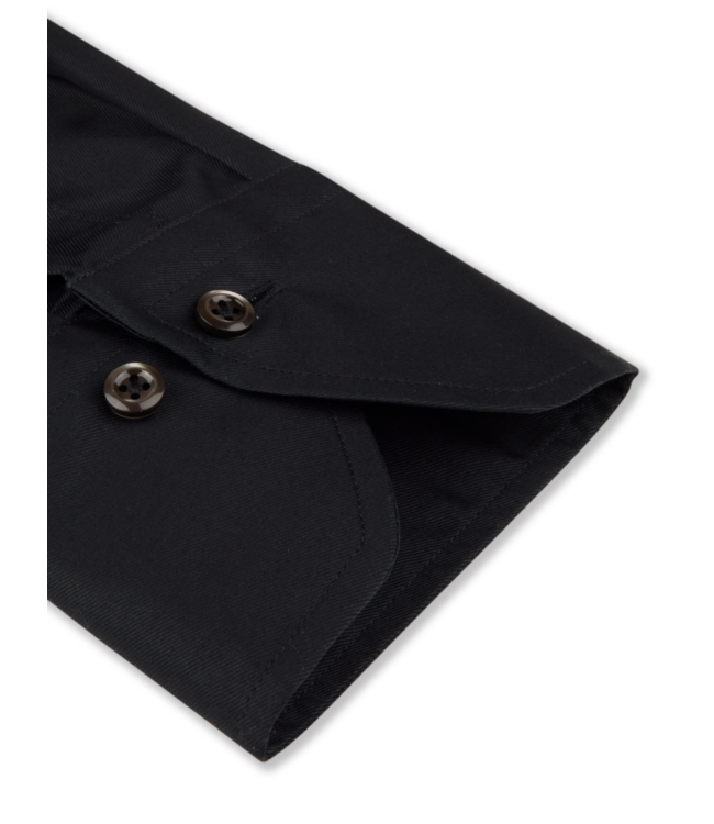 Stenstroms Overhemd, Twill Katoen, Lange Mouw, Schiller Kraag / One Piece Collar, Zwart