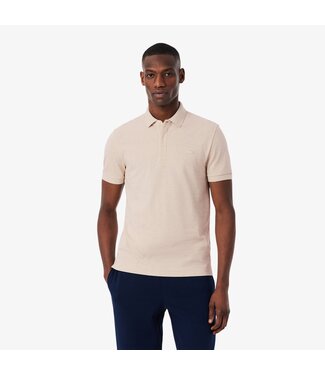 Lacoste Lacoste, Smart Paris, Heren Polo van Stretch Katoen Piqué, Regular Fit, Beige Gemeleerd