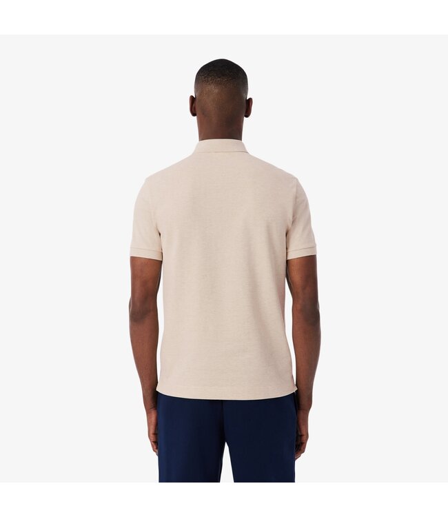 Lacoste Smart Paris, Heren Polo van Stretch Katoen Piqué, Regular Fit, Beige Gemeleerd