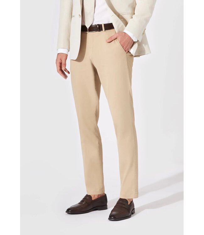 Hiltl Heren Broek, Chino Model Tourist 2.0 Slim Fit, Beige