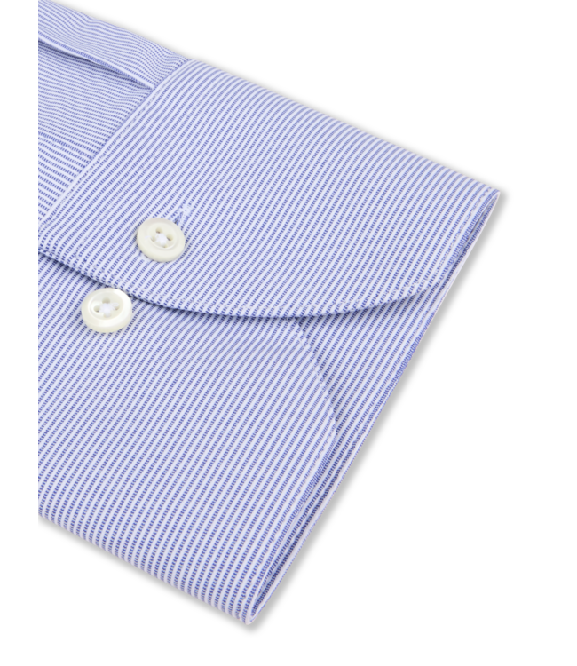 Stenstroms Overhemd, Lange Mouw, Active Stretch-fabric Jersey, Gestreept Blauw Wit, Slimline