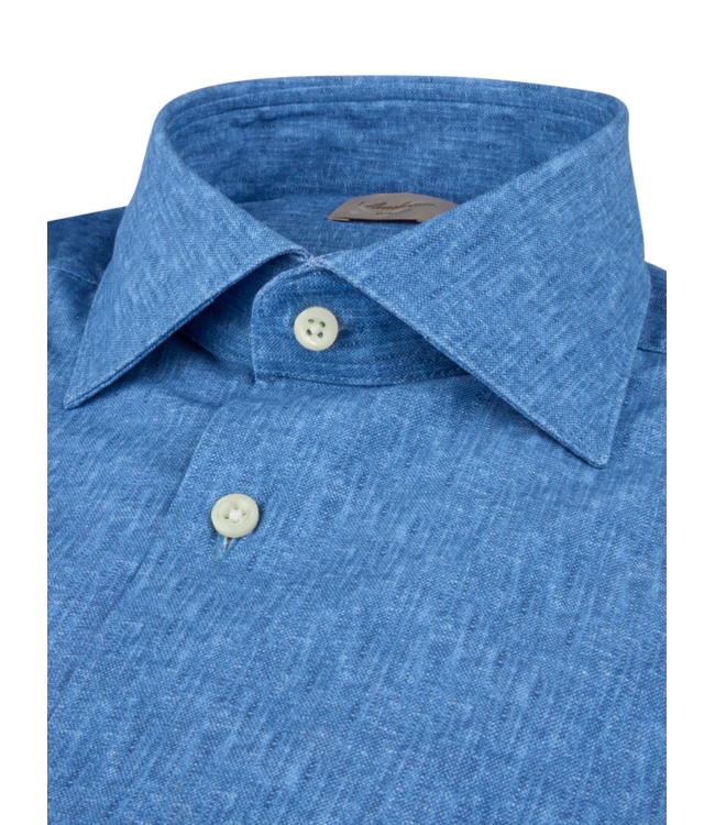 Stenstroms Overhemd, Lange Mouw, Active Stretch-fabric Jersey, Blauw Gemeleerd, Slimline