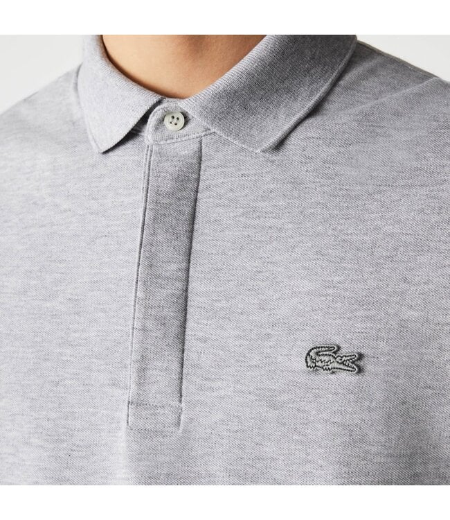 Lacoste Smart Paris, Heren Polo van Stretch Katoen Piqué, Regular Fit, Silver Grijs