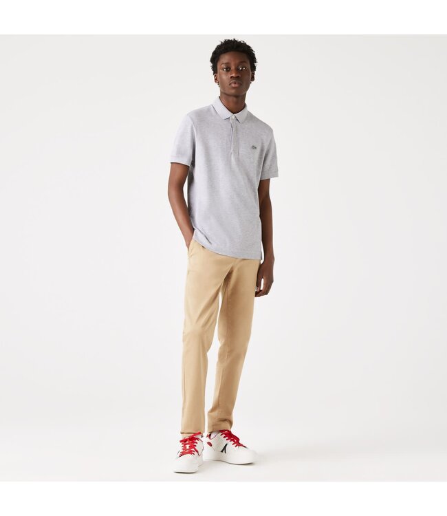 Lacoste Smart Paris, Heren Polo van Stretch Katoen Piqué, Regular Fit, Silver Grijs