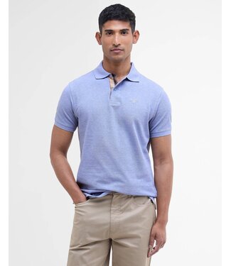 Barbour Barbour, Polo, Korte Mouw, Pique Katoen, Lichtblauw met Tartan Accenten