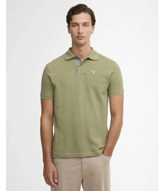 Barbour Barbour, Polo, Korte Mouw, Pique Katoen, Lichtgroen met Tartan Accenten