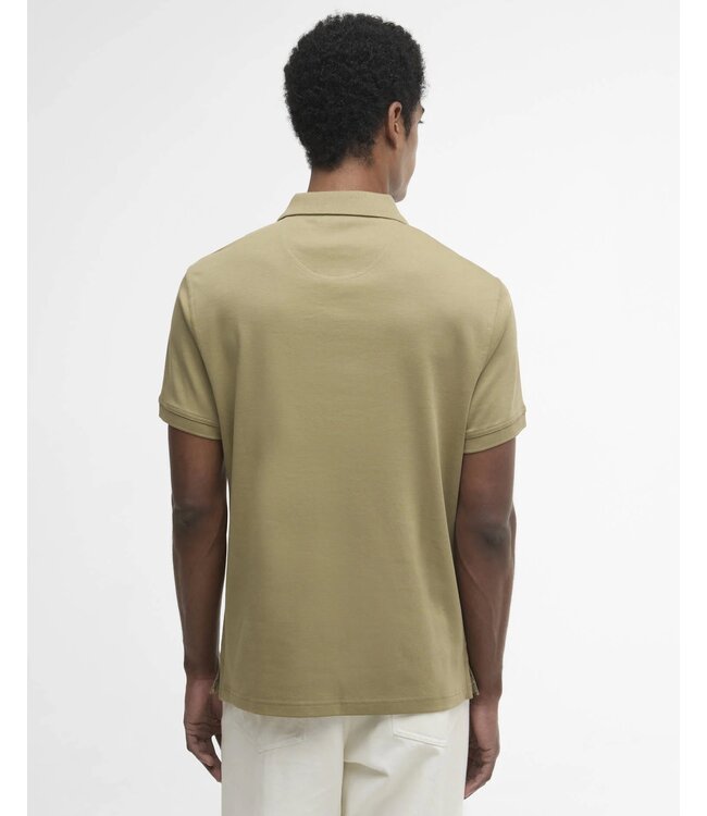 Barbour Polo, Korte Mouw, Pique Katoen, Lichtgroen / Bleached Olive