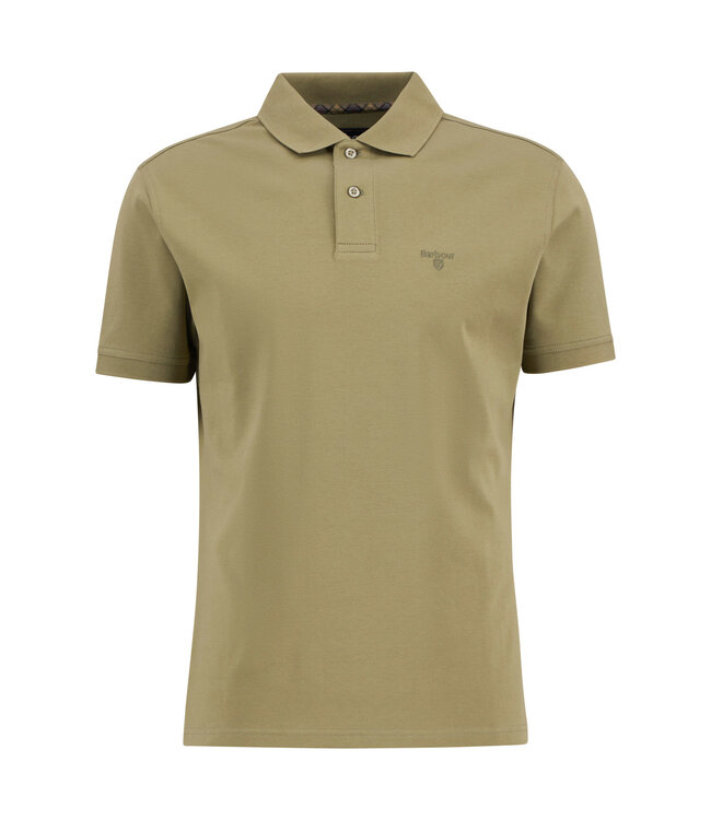 Barbour Polo, Korte Mouw, Pique Katoen, Lichtgroen / Bleached Olive
