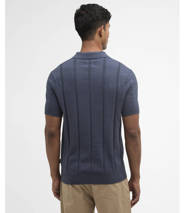 Barbour Polo, Korte Mouw, Model Wellburn, Gebreid Katoen, Navy