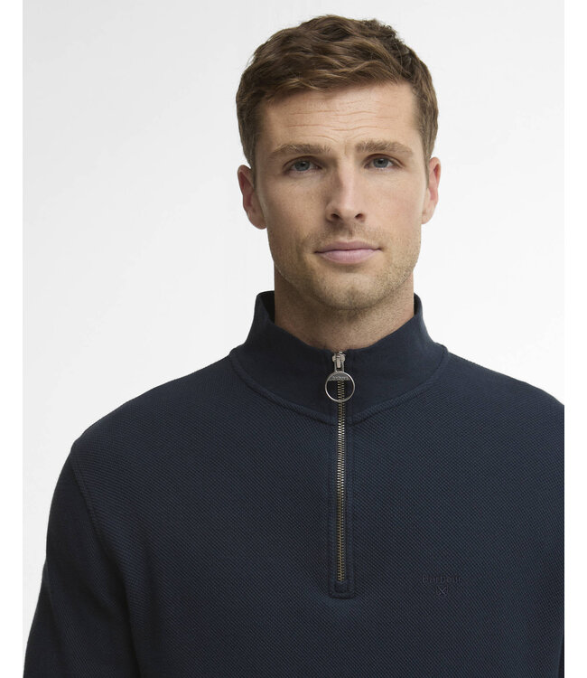 Barbour Half-Zip, Sweater, Interlock Pique Katoen, Navy, Donkerblauw